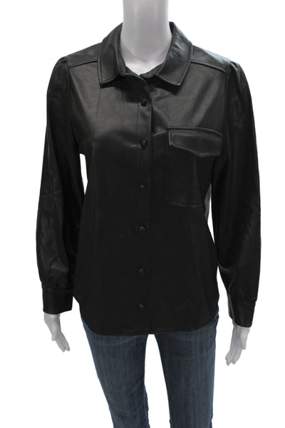 Lenny B Womens Tunic Button Up Collared Long Sleeve Black Size 1