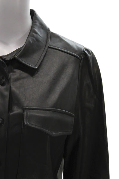 Lenny B Womens Tunic Button Up Collared Long Sleeve Black Size 1