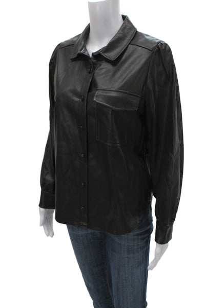 Lenny B Womens Tunic Button Up Collared Long Sleeve Black Size 1