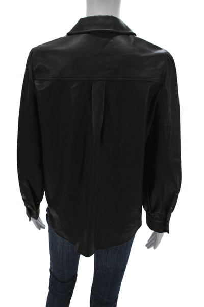 Lenny B Womens Tunic Button Up Collared Long Sleeve Black Size 1