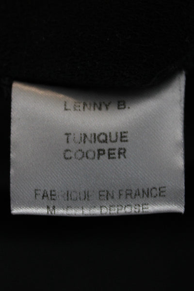 Lenny B Womens Tunic Button Up Collared Long Sleeve Black Size 1