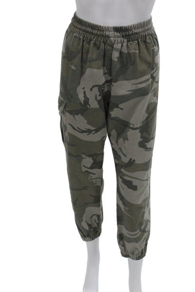 KT x T/Shirt Womens Bodycon Pants Green Army Camo Modal Spandex Zip Size M
