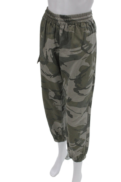 KT x T/Shirt Womens Bodycon Pants Green Army Camo Modal Spandex Zip Size M