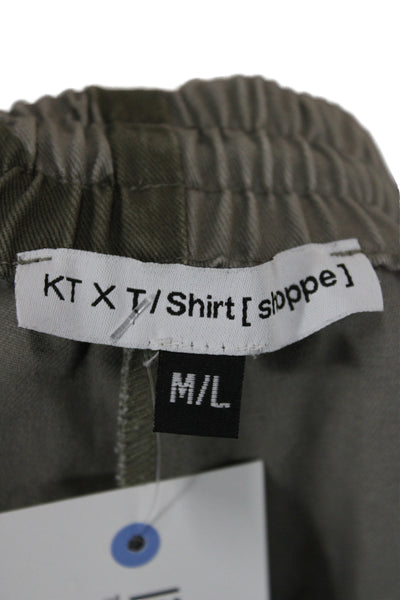 KT x T/Shirt Womens Bodycon Pants Green Army Camo Modal Spandex Zip Size M