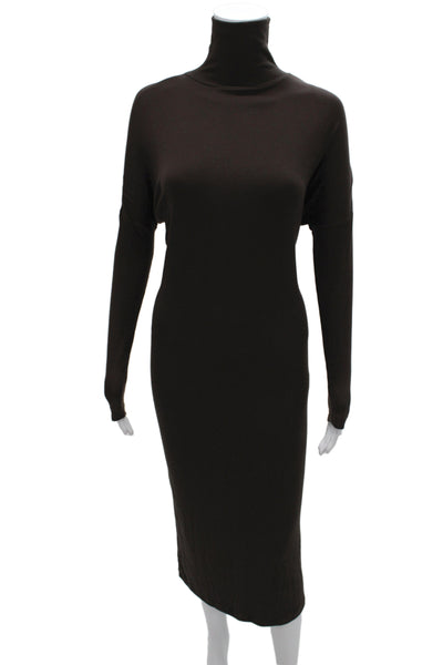 Solika Womens Bodycon Sweater Dress Brown Turtleneck Long Sleeve Size XS