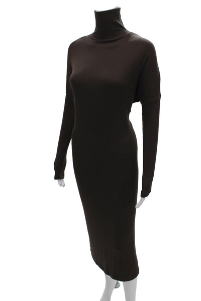Solika Womens Bodycon Sweater Dress Brown Turtleneck Long Sleeve Size XS