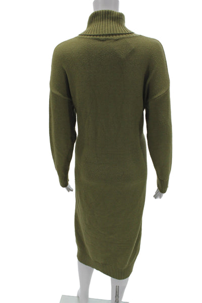 Line And Dot Womens Green Turtleneck Sweater Dress Long Sleeve Knee Size S