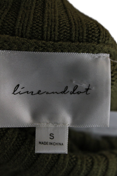 Line And Dot Womens Green Turtleneck Sweater Dress Long Sleeve Knee Size S