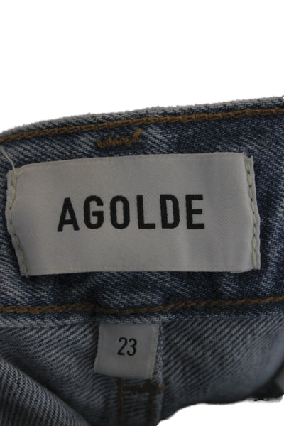 Agolde Unisex Straight Tapered High Rise Blue Cotton Jeans Size 23