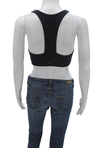 Splits 59 Womens Scoop Neck Stretch Knit Sports Bra Navy Blue Size Small