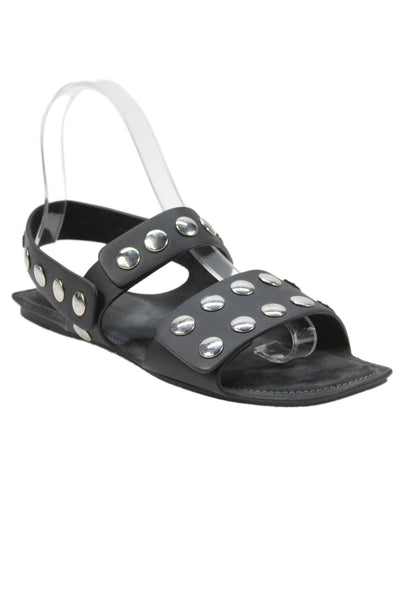 Khaite Womens Studded Leather Ankle Strap Sandals Black Size 36