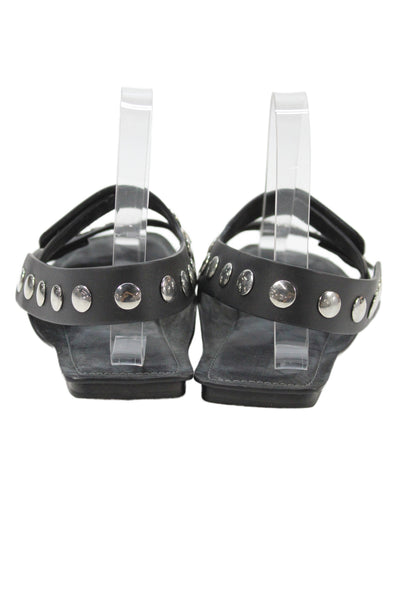 Khaite Womens Studded Leather Ankle Strap Sandals Black Size 36