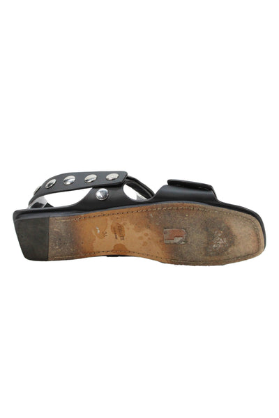 Khaite Womens Studded Leather Ankle Strap Sandals Black Size 36