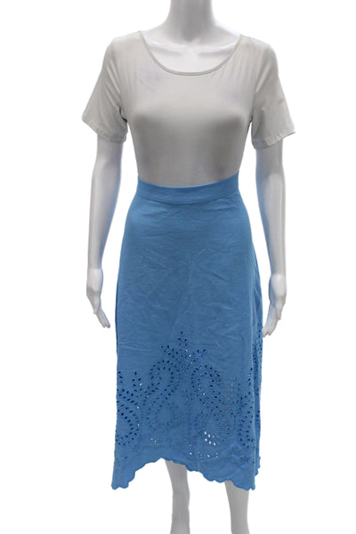 Zara Women A-Line Maxi Light Blue Cotton Polyester Long Skirt Size M