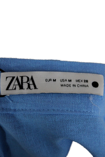Zara Women A-Line Maxi Light Blue Cotton Polyester Long Skirt Size M