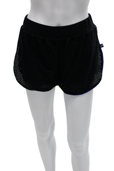 Terez Unisex Black Solid Sports Shorts Polyester Cotton Fleece Button Size S