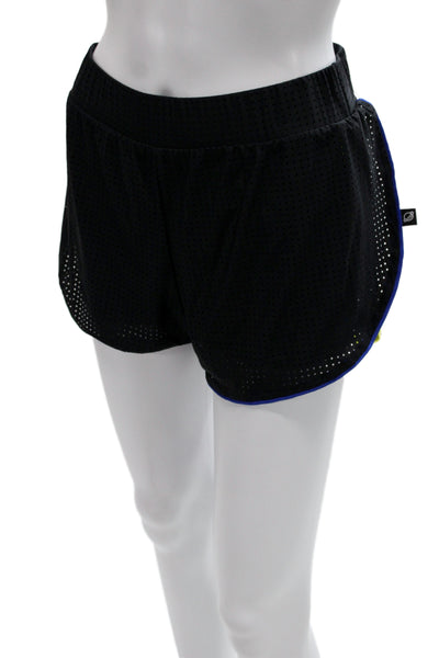 Terez Unisex Black Solid Sports Shorts Polyester Cotton Fleece Button Size S