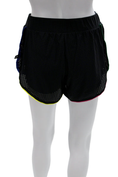 Terez Unisex Black Solid Sports Shorts Polyester Cotton Fleece Button Size S
