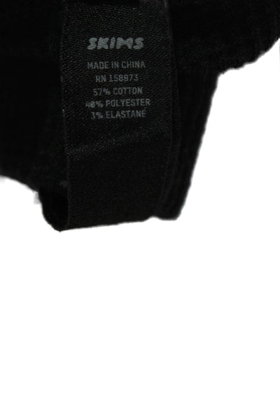 Skims Womens Thermal Pullover Sports Bra Black Cotton Size Medium