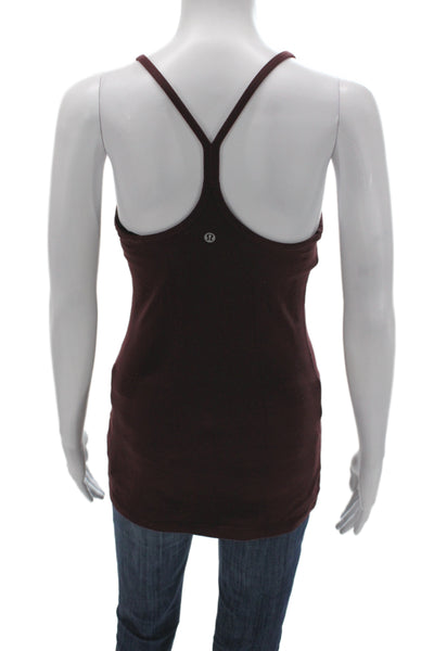 Lululemon Womens Camisole Brown Polyester Elastane Round Neck Button Size 6