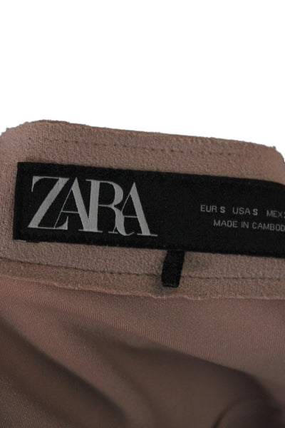 Zara Women Pink Classic Button Front Round Neck Long Sleeve Jacket Size S
