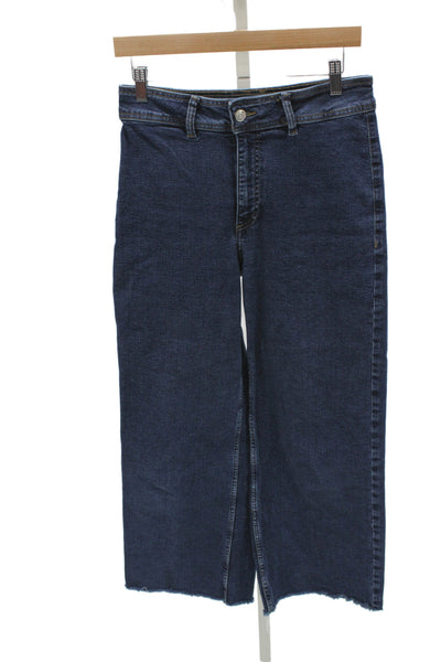 MNG Womens Cropped Wide Leg Jeans Dark Blue Size 6