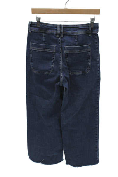 MNG Womens Cropped Wide Leg Jeans Dark Blue Size 6