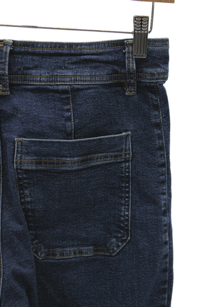 MNG Womens Cropped Wide Leg Jeans Dark Blue Size 6