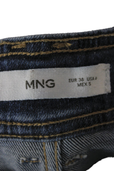 MNG Womens Cropped Wide Leg Jeans Dark Blue Size 6
