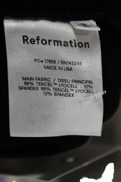 Reformation Women Cropped Jersey Black V Neck Long Sleeve Top Size S