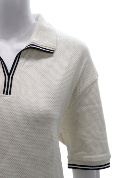Zara Womens Collared Polo Jersey Short Sleeve White Polyester Elastane Size M