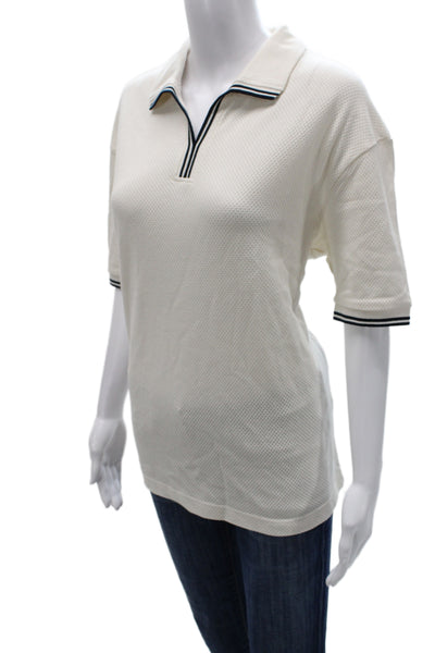 Zara Womens Collared Polo Jersey Short Sleeve White Polyester Elastane Size M