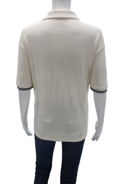 Zara Womens Collared Polo Jersey Short Sleeve White Polyester Elastane Size M