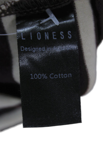 Lioness Mens Brown Striped Collared Cotton Polo Short Sleeve Size XS