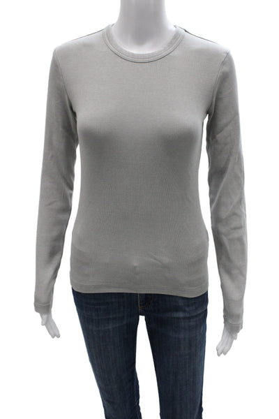 Zara Womens Basic Gray Long Sleeve Crew Neck T Shirt Size M