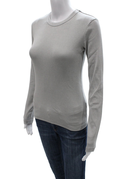 Zara Womens Basic Gray Long Sleeve Crew Neck T Shirt Size M