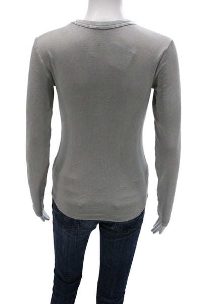 Zara Womens Basic Gray Long Sleeve Crew Neck T Shirt Size M
