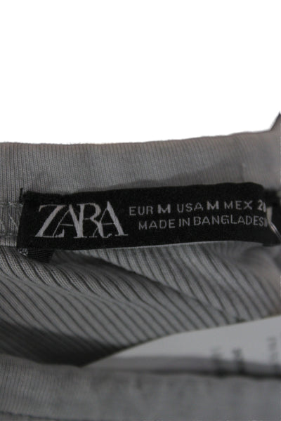 Zara Womens Basic Gray Long Sleeve Crew Neck T Shirt Size M
