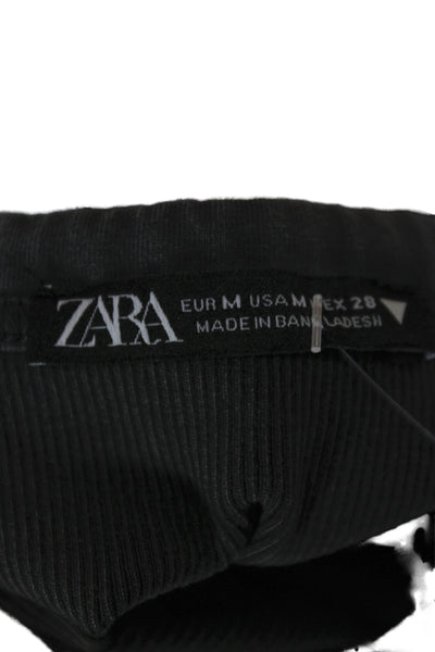 Zara Women Basic Jersey Long Sleeve Crew Neck T-Shirt Dark Gray Size M
