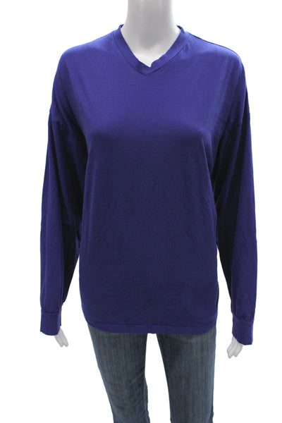 Skin Unisex Long Sleeve V-Neck T-Shirt Purple 100% Organic Pima Cotton Size 1
