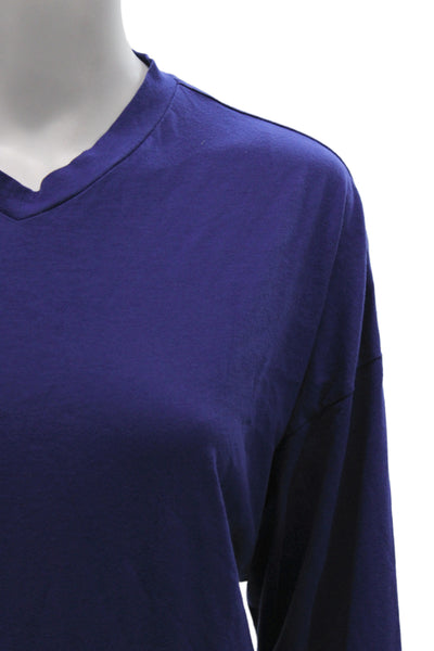 Skin Unisex Long Sleeve V-Neck T-Shirt Purple 100% Organic Pima Cotton Size 1