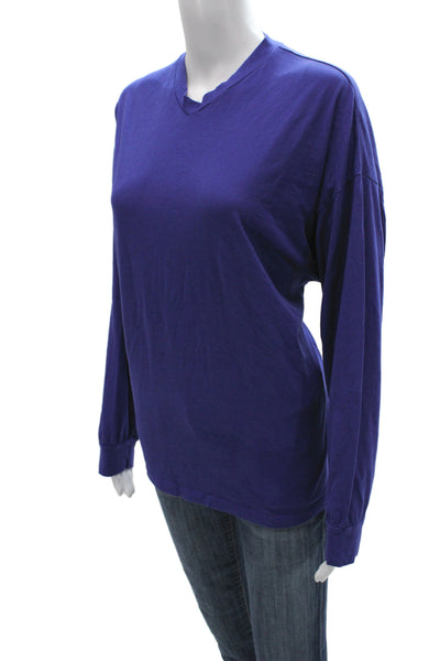 Skin Unisex Long Sleeve V-Neck T-Shirt Purple 100% Organic Pima Cotton Size 1