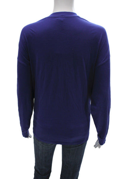 Skin Unisex Long Sleeve V-Neck T-Shirt Purple 100% Organic Pima Cotton Size 1