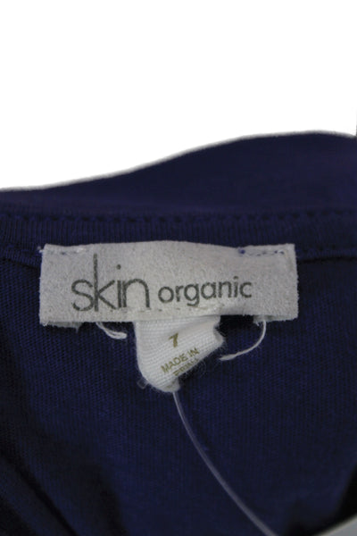 Skin Unisex Long Sleeve V-Neck T-Shirt Purple 100% Organic Pima Cotton Size 1
