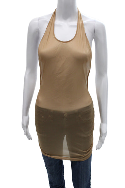 Genny Womens Beige Sleeveless Camisole Round Neck Size 4