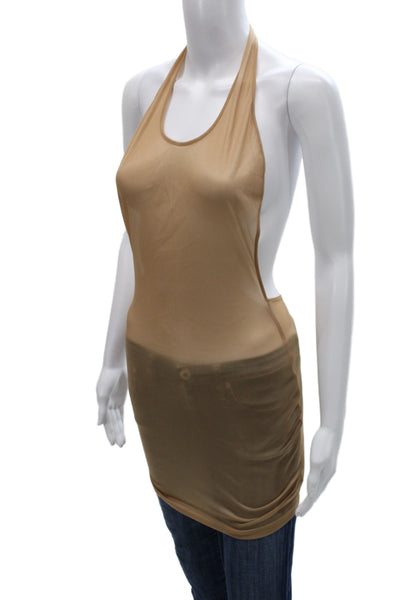 Genny Womens Beige Sleeveless Camisole Round Neck Size 4