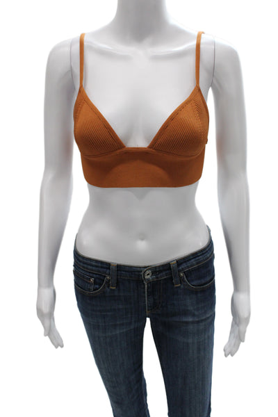 Jonathan Simkhai Women Orange V Neck Sleeveless Bralette Top Size S