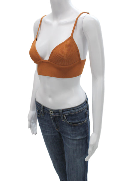 Jonathan Simkhai Women Orange V Neck Sleeveless Bralette Top Size S