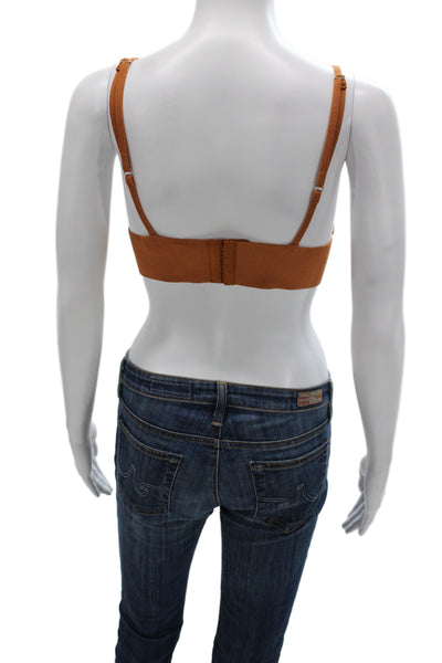Jonathan Simkhai Women Orange V Neck Sleeveless Bralette Top Size S