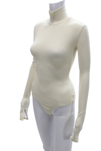 We Wore What Women Basic Turtleneck Long Sleeve Jumpsuit Beige Size XS